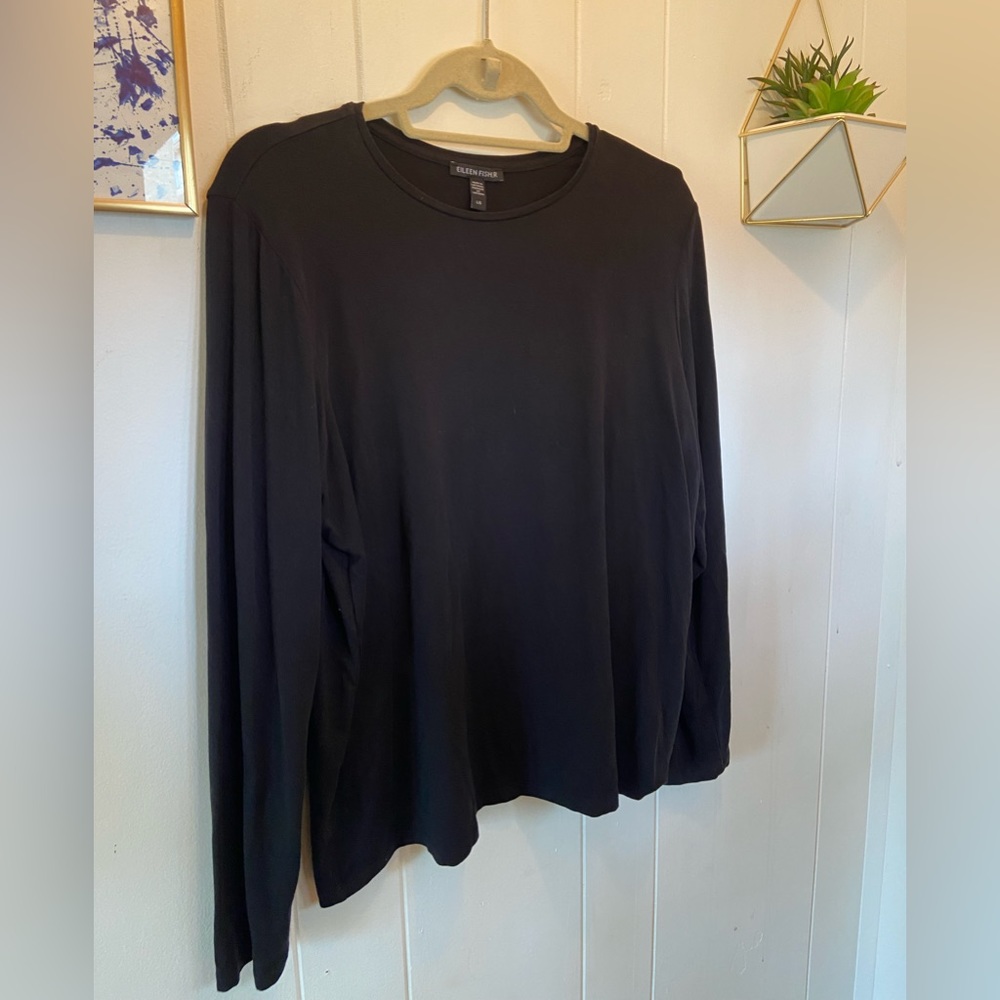 Eileen Fisher long sleeve black tee size large